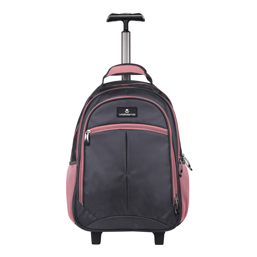 Volkano Orthopaedic Trolley Backpack 35L - Dark Grey/ Pink