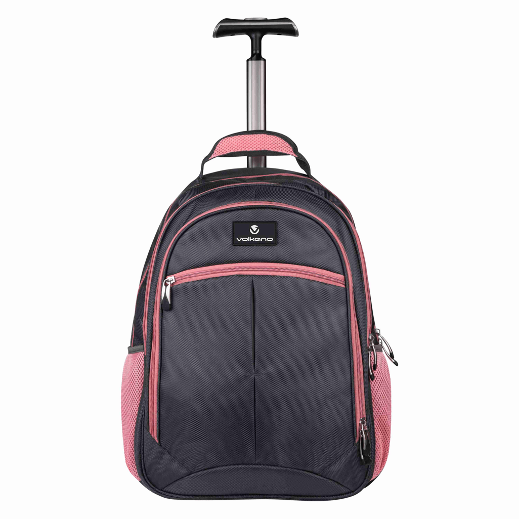 Volkano Orthopaedic Trolley Backpack 35L - Dark Grey/ Pink