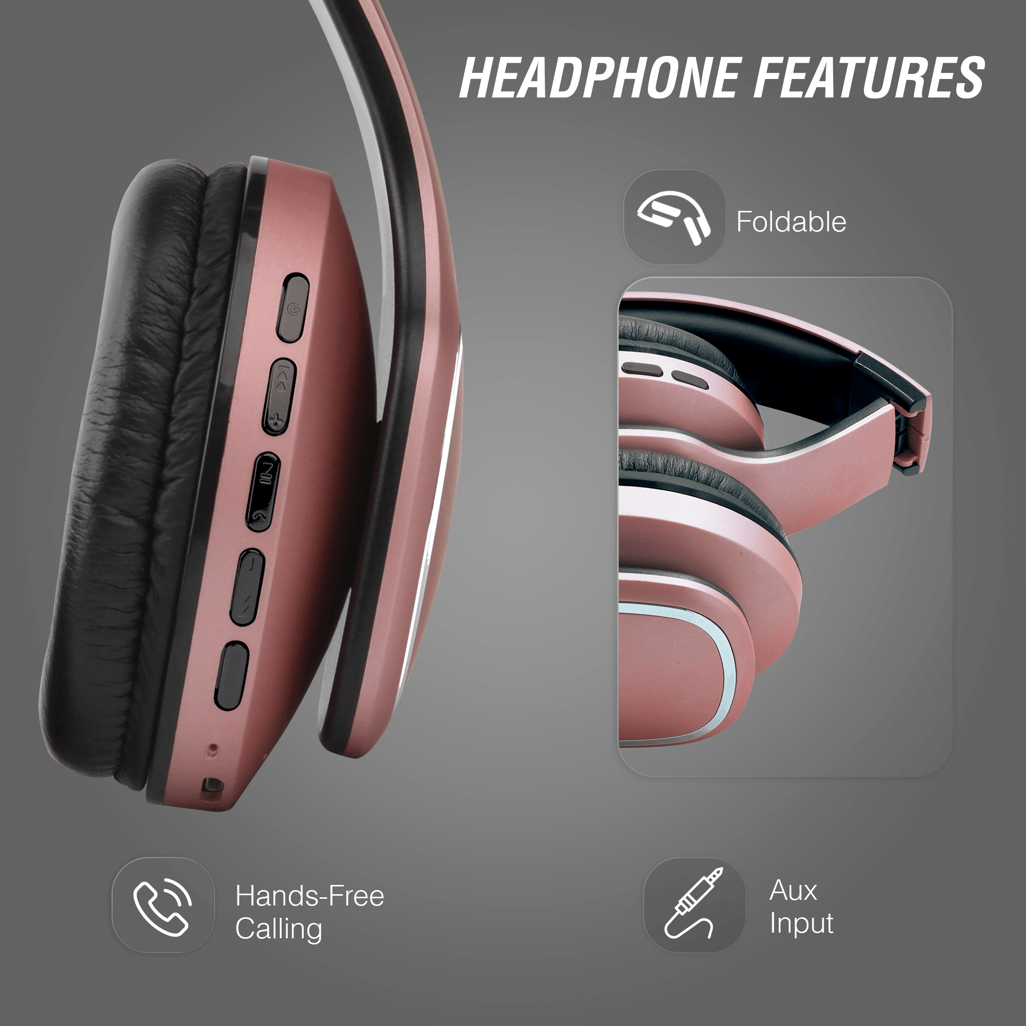 Volkano Phonic Series Bluetooth full size headphones - rose gold