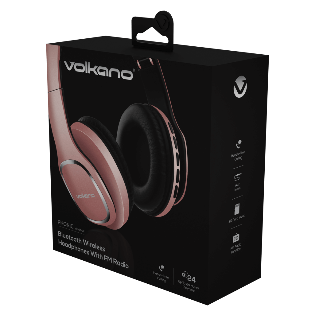 Volkano Phonic Series Bluetooth full size headphones - rose gold