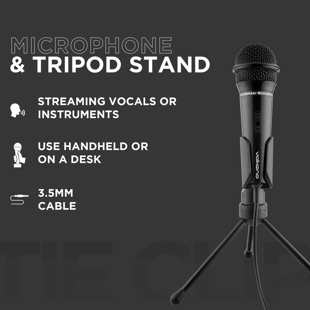 Volkano Stream Vocal Microphone with tripod, Aux