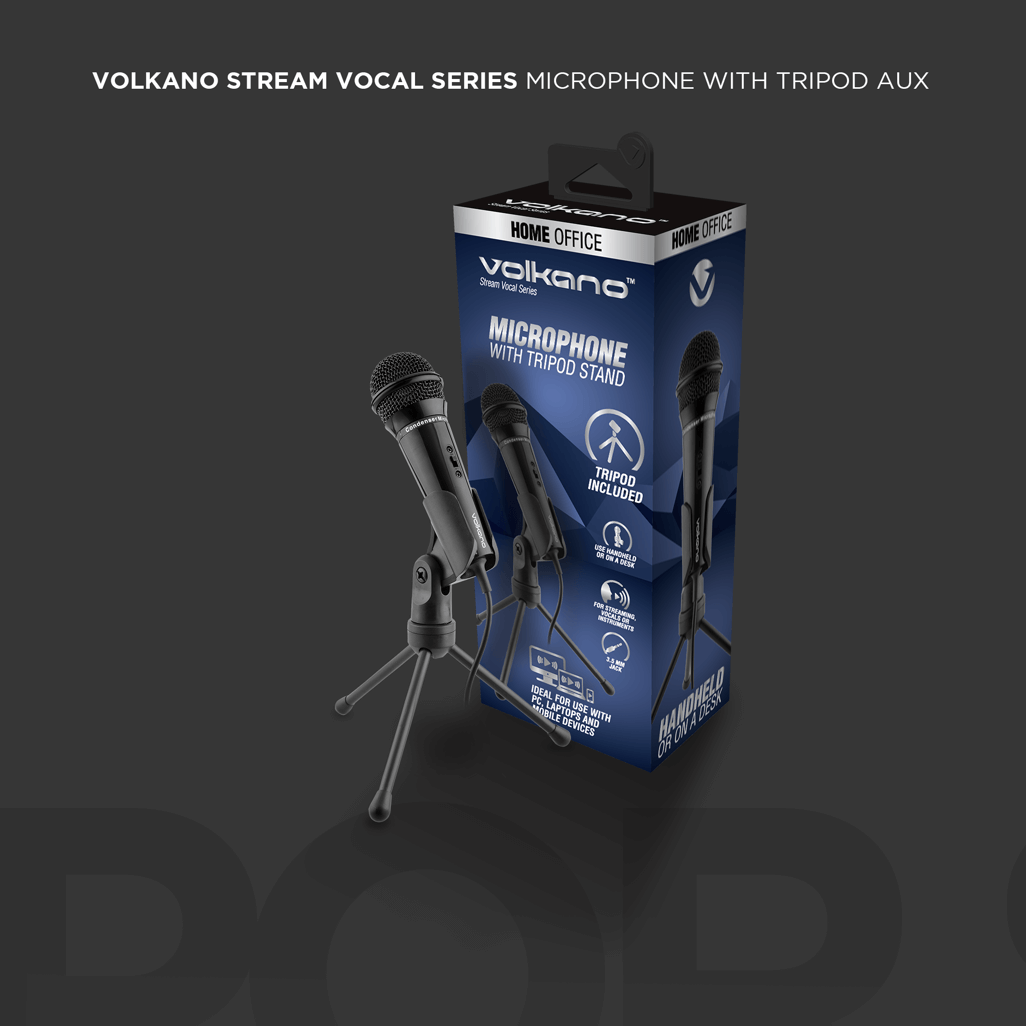 Volkano Stream Vocal Microphone with tripod, Aux