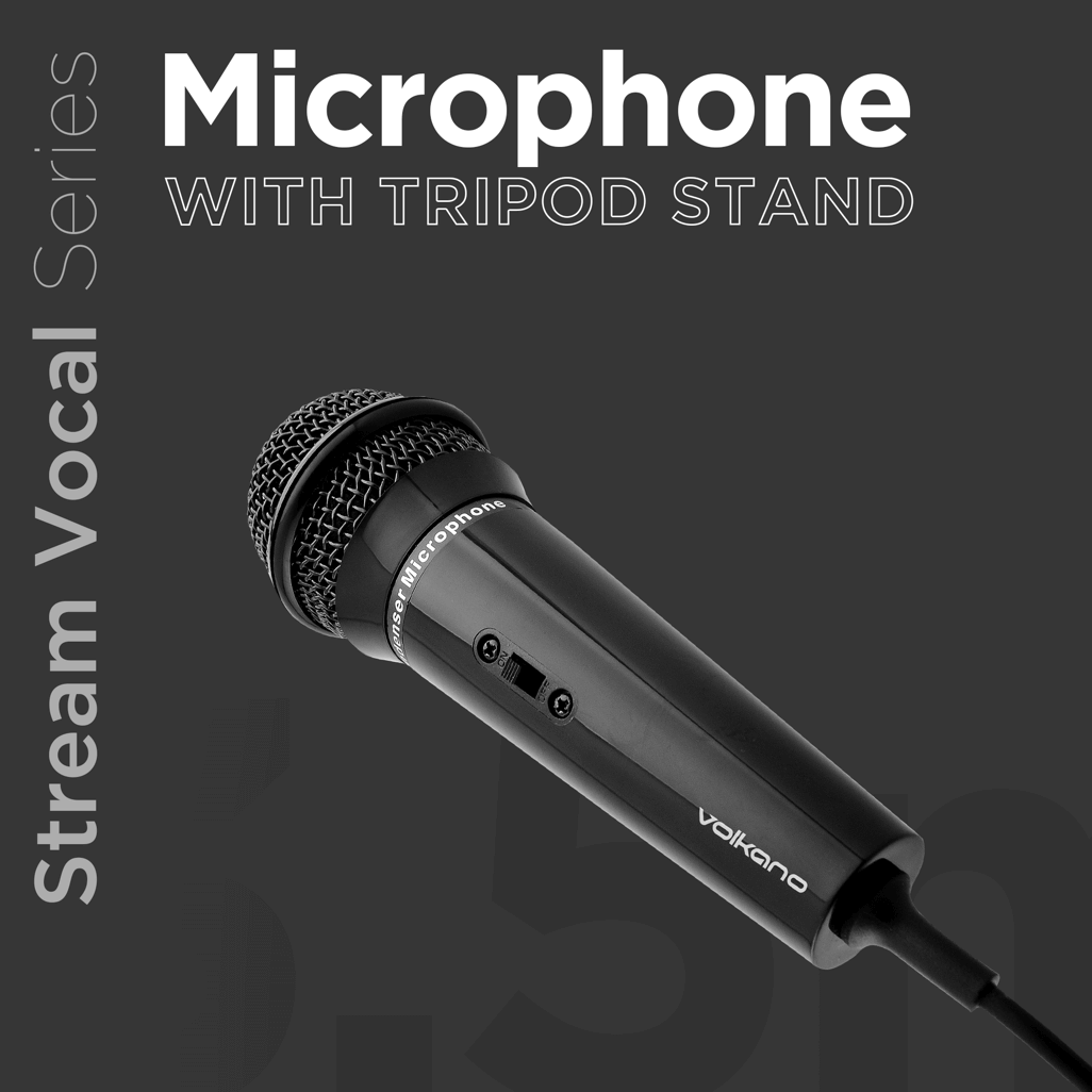Volkano Stream Vocal Microphone with tripod, Aux