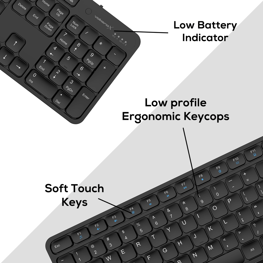 VolkanoX Garnet Bluetooth Wireless Keyboard and Mouse combo - Black