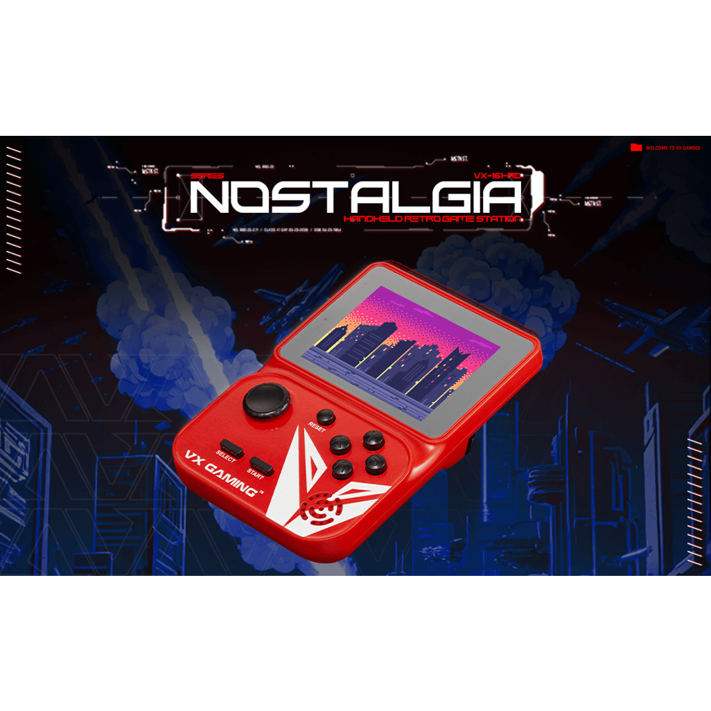 VX Gaming Nostalgia Series Handheld Retro Game Station with 4GB Micro SD - Red