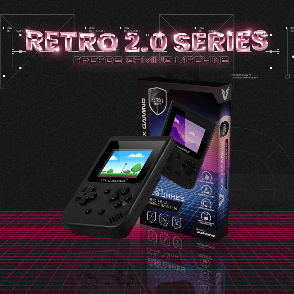 VX Gaming Retro2.0 Series Arcade Gaming Machine 500-in-1, Hand Held Gaming System BLK
