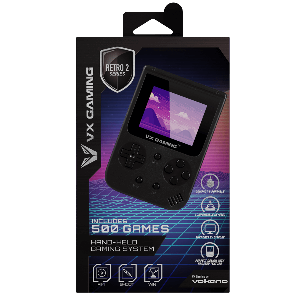 VX Gaming Retro2.0 Series Arcade Gaming Machine 500-in-1, Hand Held Gaming System BLK