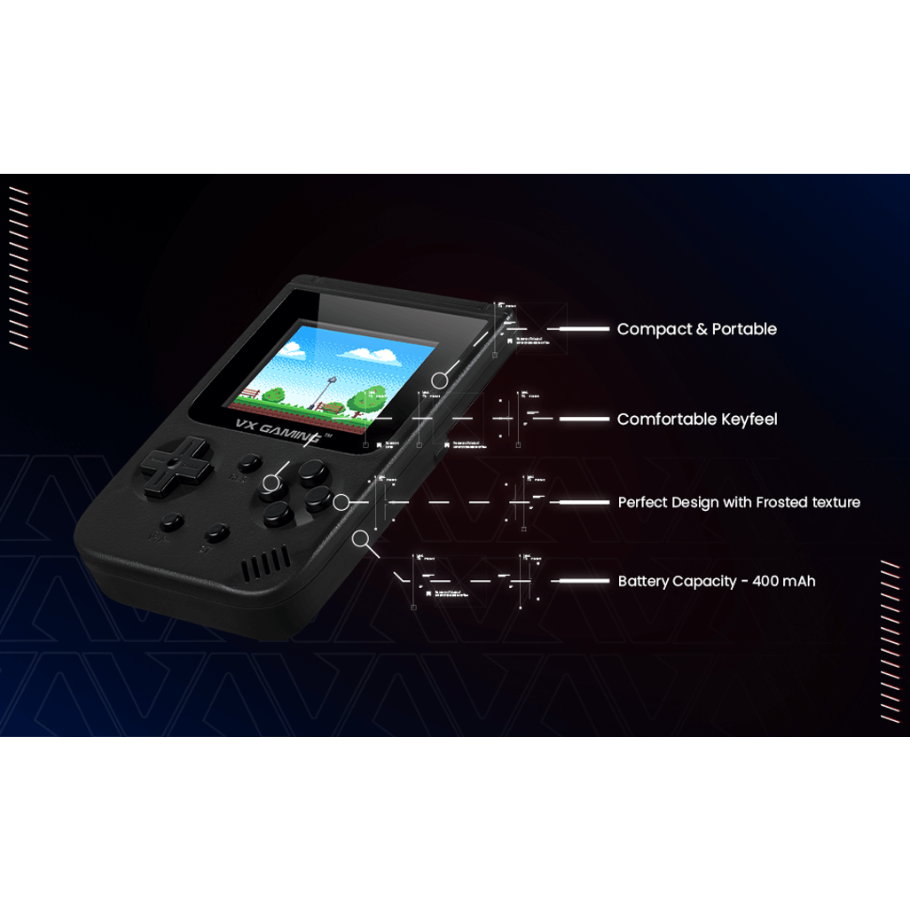 VX Gaming Retro2.0 Series Arcade Gaming Machine 500-in-1, Hand Held Gaming System BLK