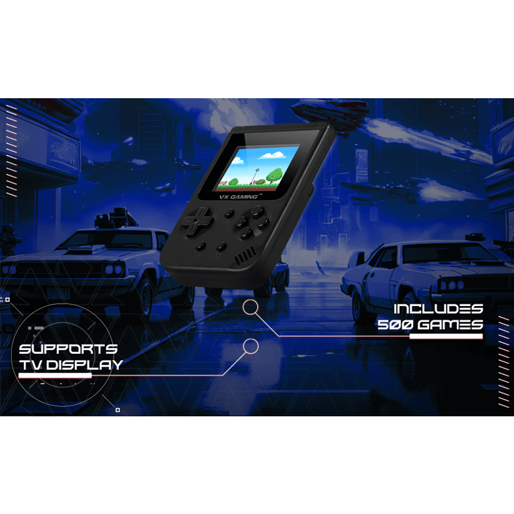 VX Gaming Retro2.0 Series Arcade Gaming Machine 500-in-1, Hand Held Gaming System BLK