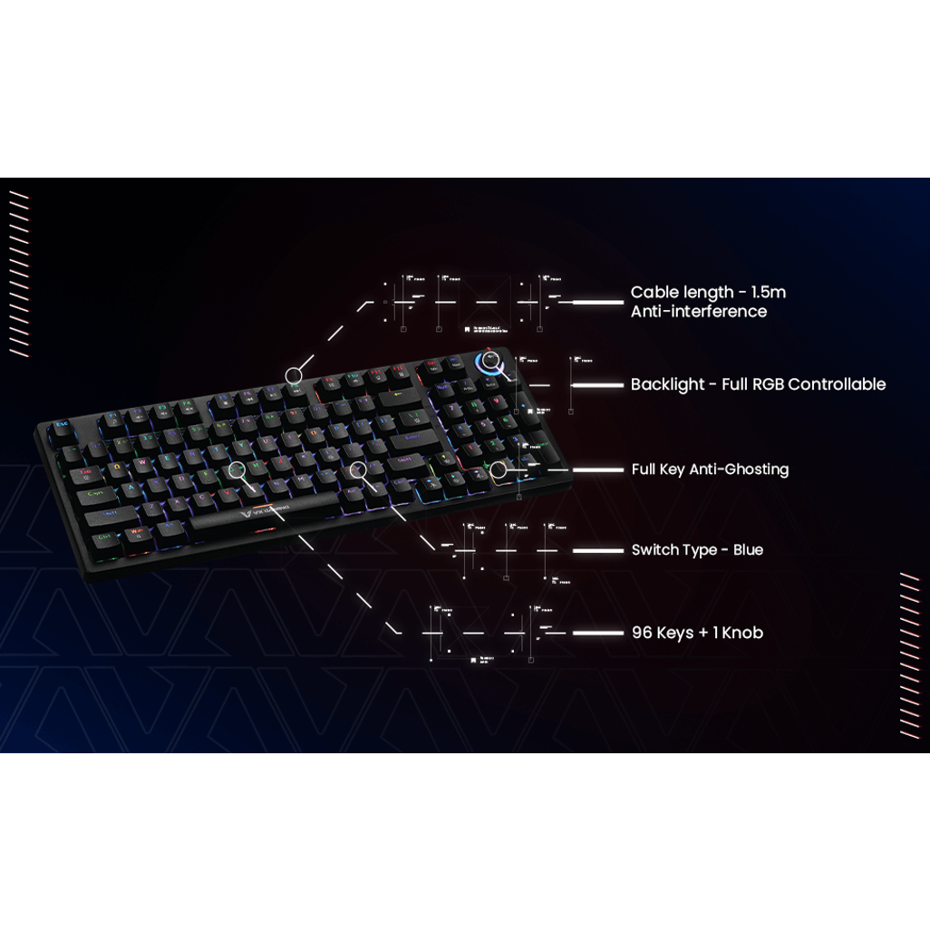 VX Gaming Warborn RGB TKL Mechanical Keyboard