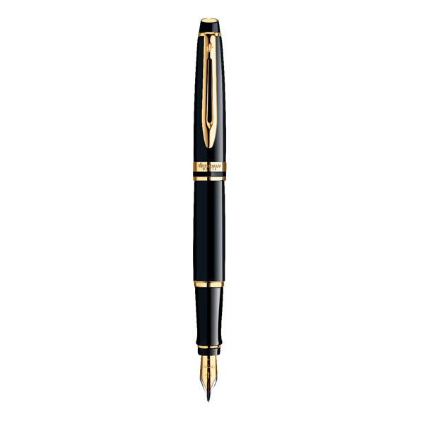 WATERMAN Expert Fountain Pen- Lacquer Black Gold Trim