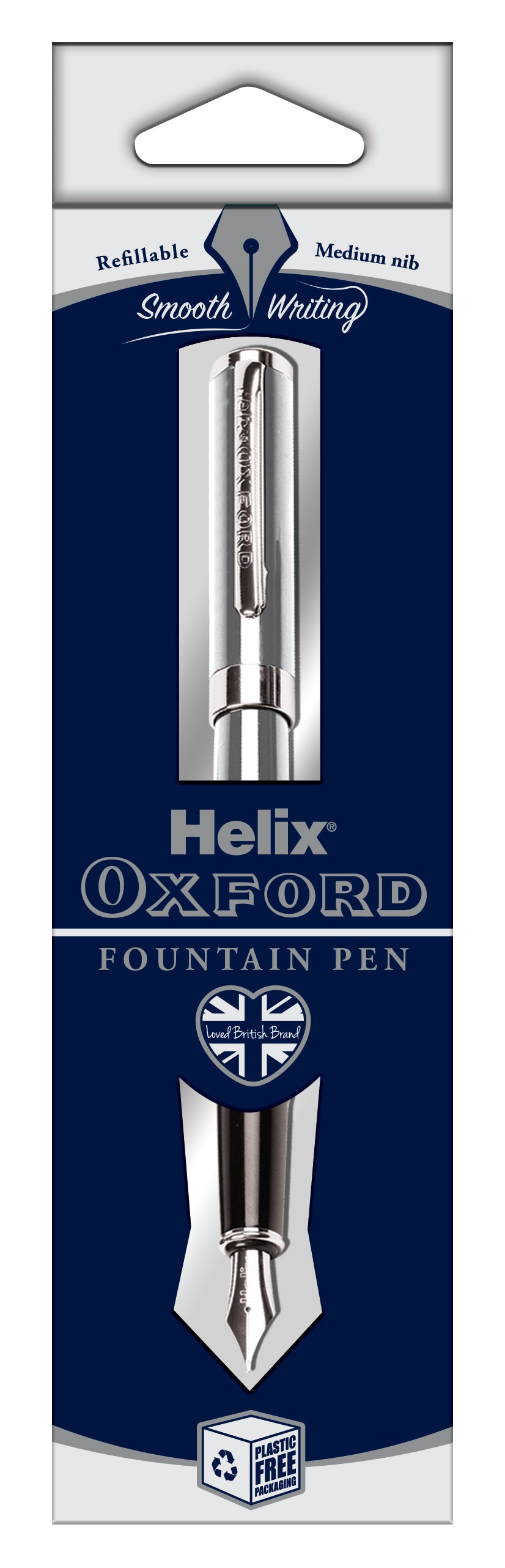 HELIX OXFORD Fountain Pen Blue Ink - Stainless Steel