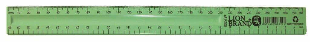 LION BRAND Ruler 30cm Assorted Shatterproof Pack of 10
