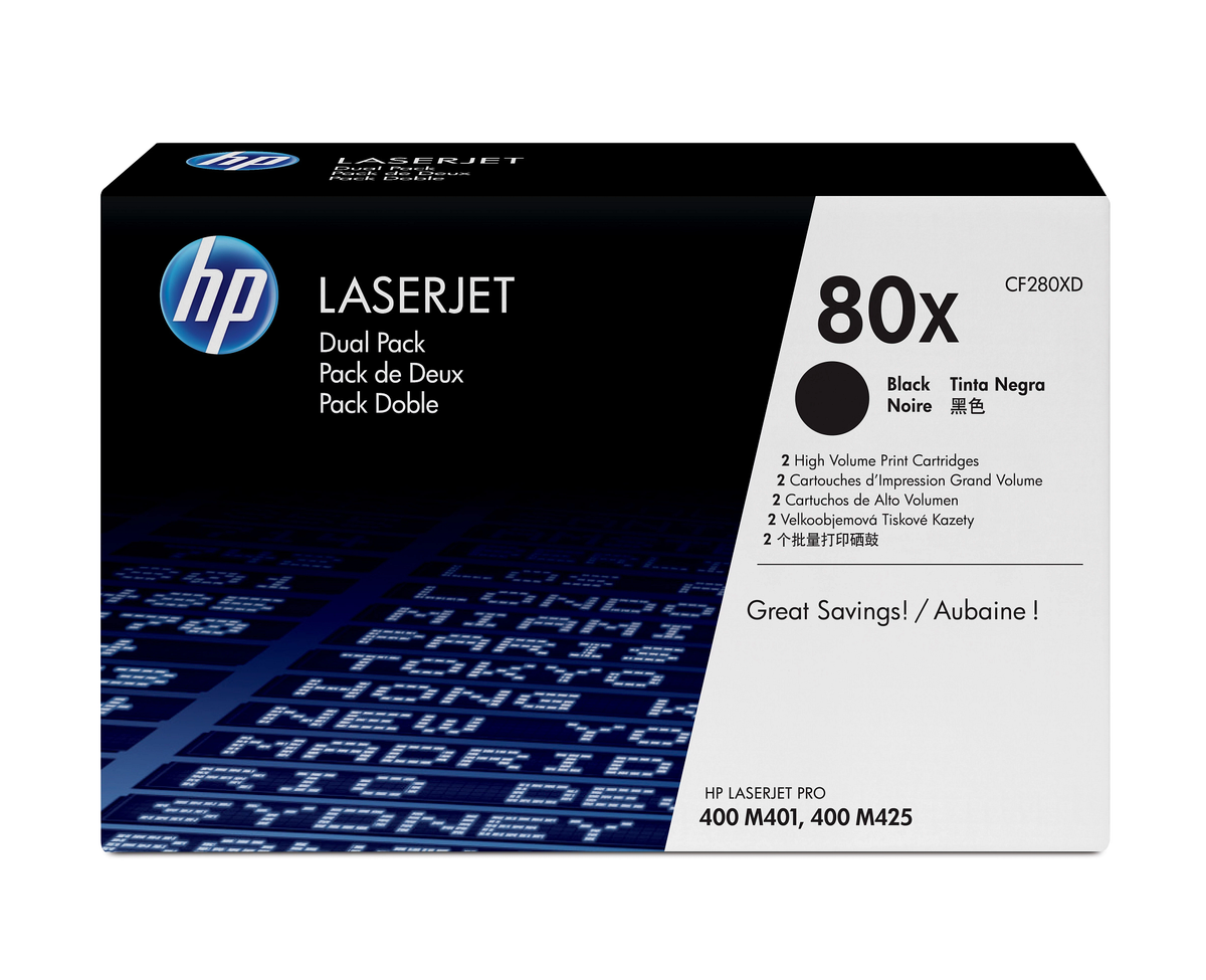 HP # 80X BLACKHIGH YIELD LASERJET TONER CARTRIDGE DUAL PACK - NEW