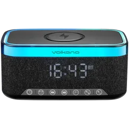 Volkano Radiant 2 Alarm Clock with Wireless Charging and Speaker - Black