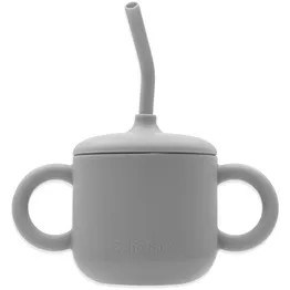Echo Baby Silicone Training Cup with Straw - Stone