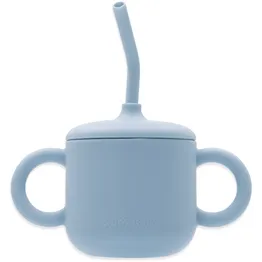 Echo Baby Silicone Training Cup with Straw - Powder Blue