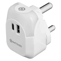 Switched Halo Fast Charge Power Adaptor, USB and Type-C Ports, Output 20w - Soft Touch Night Light