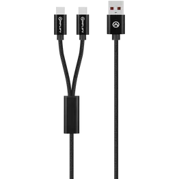 Amplify Linked Series USB to 2 x USB-C Braided Cable 60W 1.2m - Black