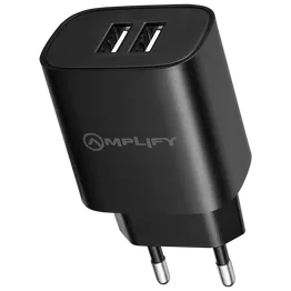 Amplify Dual USB A Wall Charger with USB A to Micro USB - Black