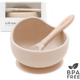 Echo Baby Silicone Suction Bowl and Spoon Set - Ivory