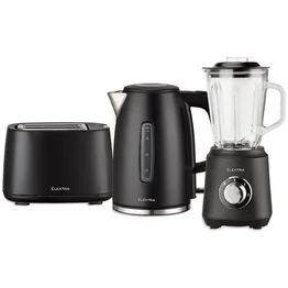 Elektra Kettle, Toaster and Blender Breakfast Set - Black