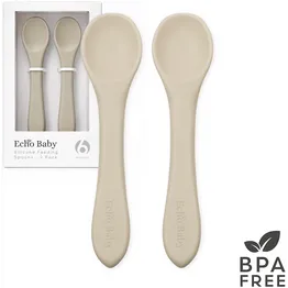 Echo Baby Silicone Feeding Spoons 2-Pack - Ivory