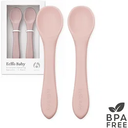 Echo Baby Silicone Feeding Spoons 2-Pack - Rose