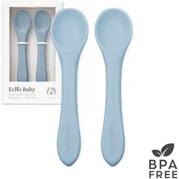 Echo Baby Silicone Feeding Spoons 2-Pack - Powder Blue