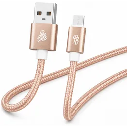 Pro Bass Braided Series Micro USB Cable - Pastel Pink 1.5m