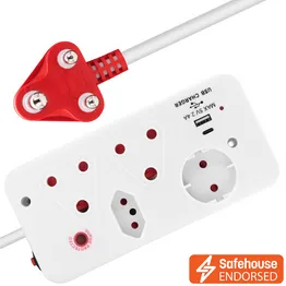 Ellies 4-Way Surge Multiplug with USB-A+USB-C 0.5m - WT