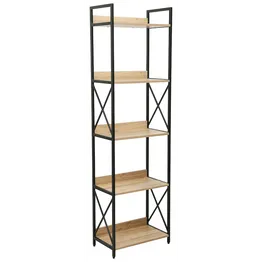 Everfurn Scandanavian Tall Bookcase with Steel Frame
