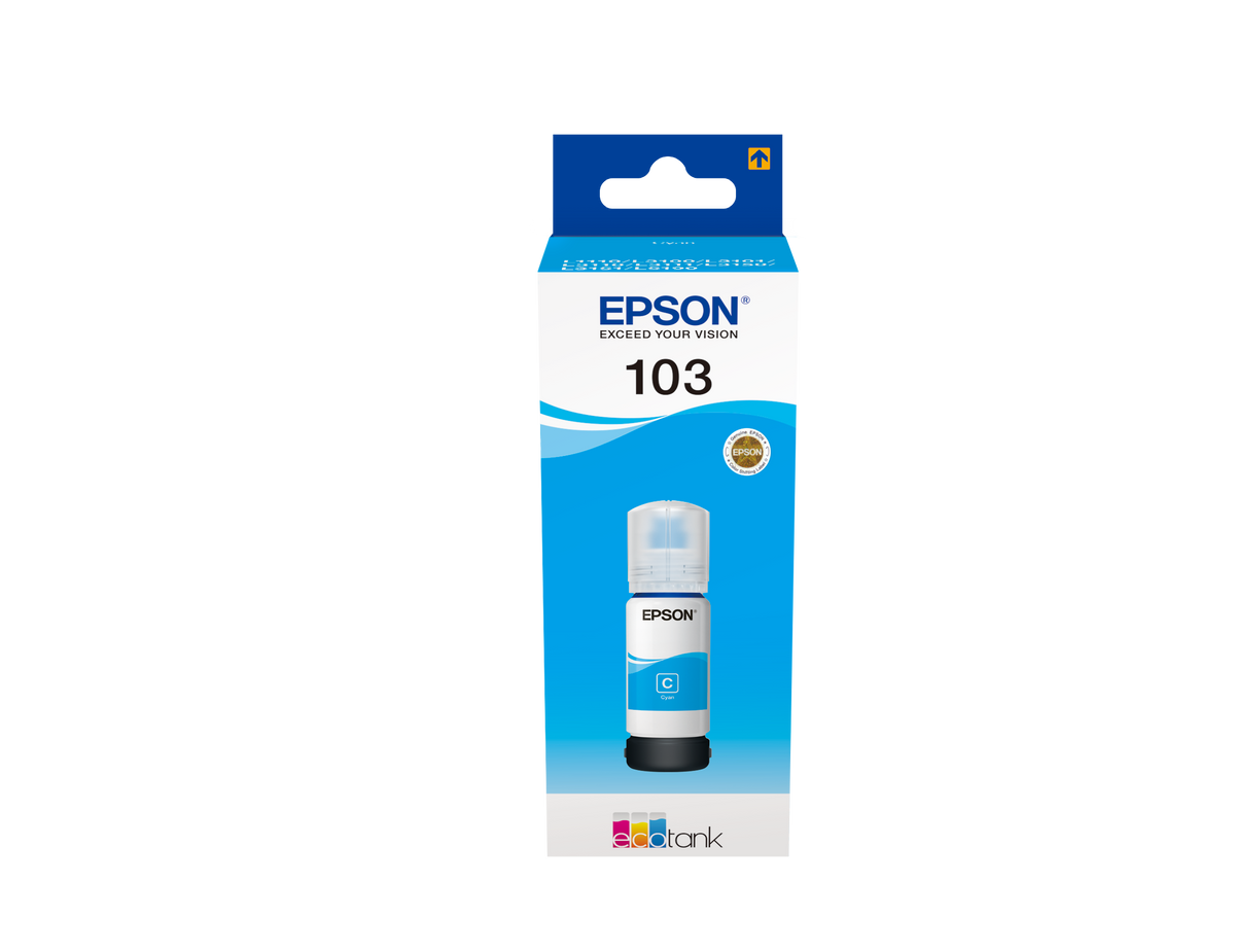 Epson 103 Ecotank Cyan Ink Bottle 65ml, 6500 Pages