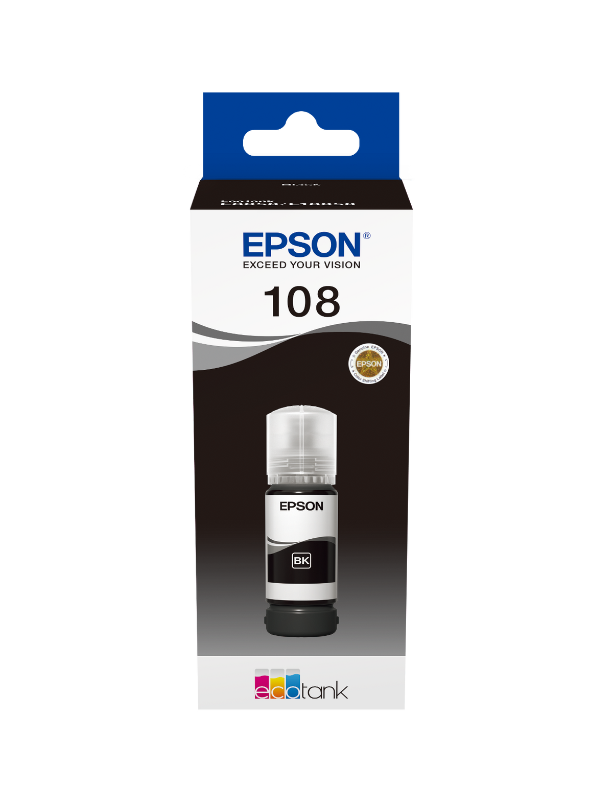 Epson 108 Ecotank Black Ink Bottle 70ml, 2100 Photos