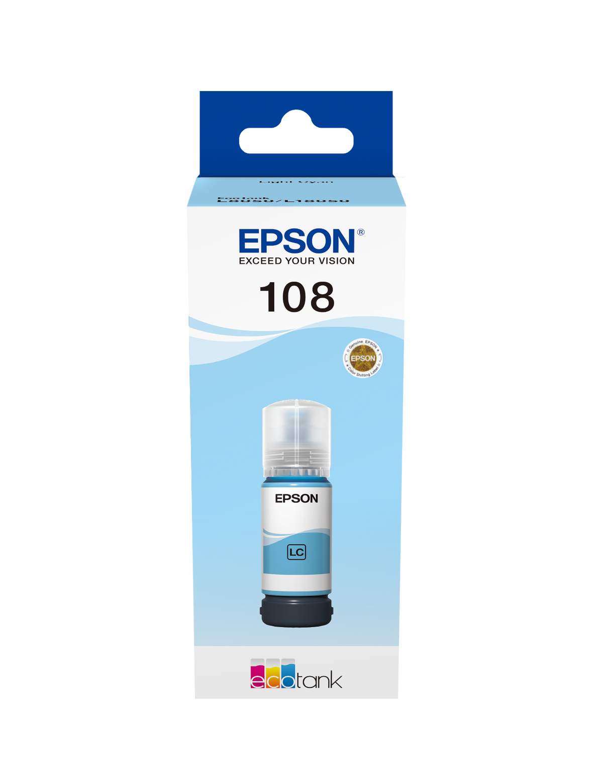Epson 108 Ecotank Light Cyan Ink Bottle 70ml, 2100 Photos