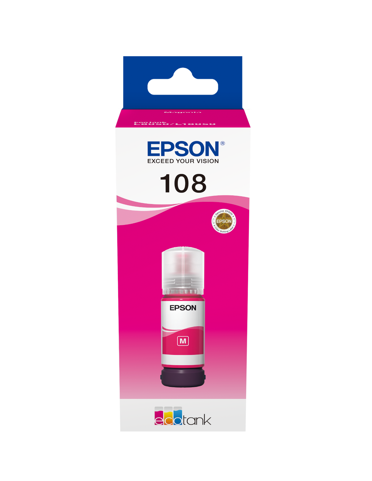 Epson 108 Ecotank Magenta Ink Bottle 70ml, 2100 Photos