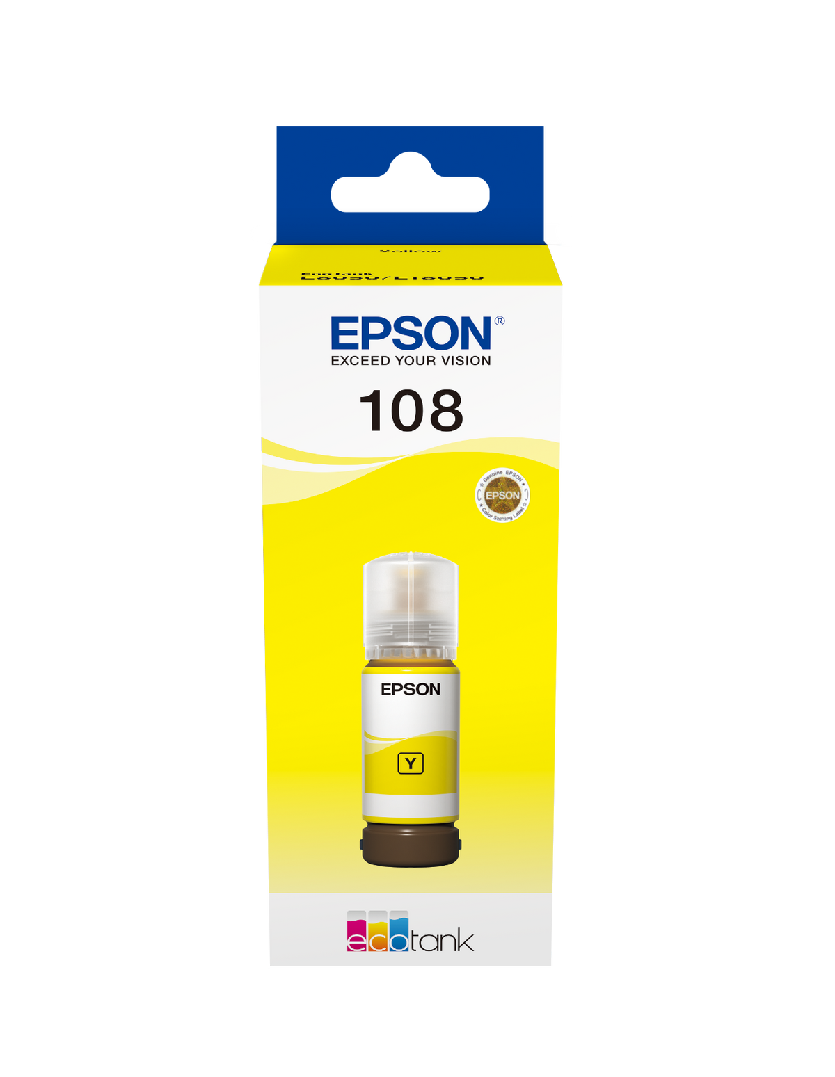 Epson 108 Ecotank Yellow Ink Bottle 70ml, 2100 Photos
