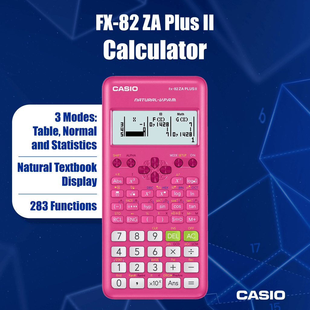 Casio FX-82 ZA Plus II Calculator - Pink