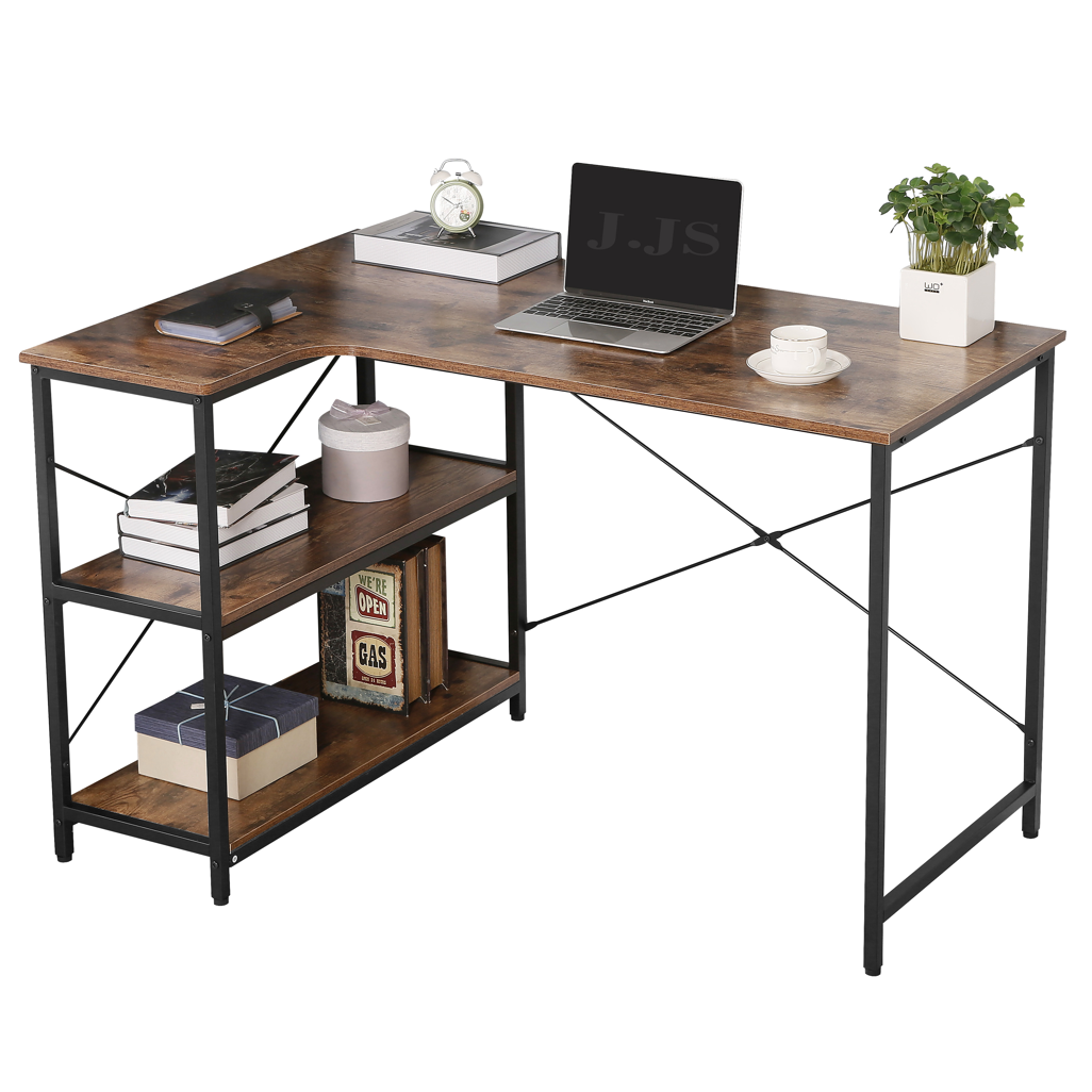 Everfurn Anthony L Shaped Work Desk, Corner Desk,Steel Frame