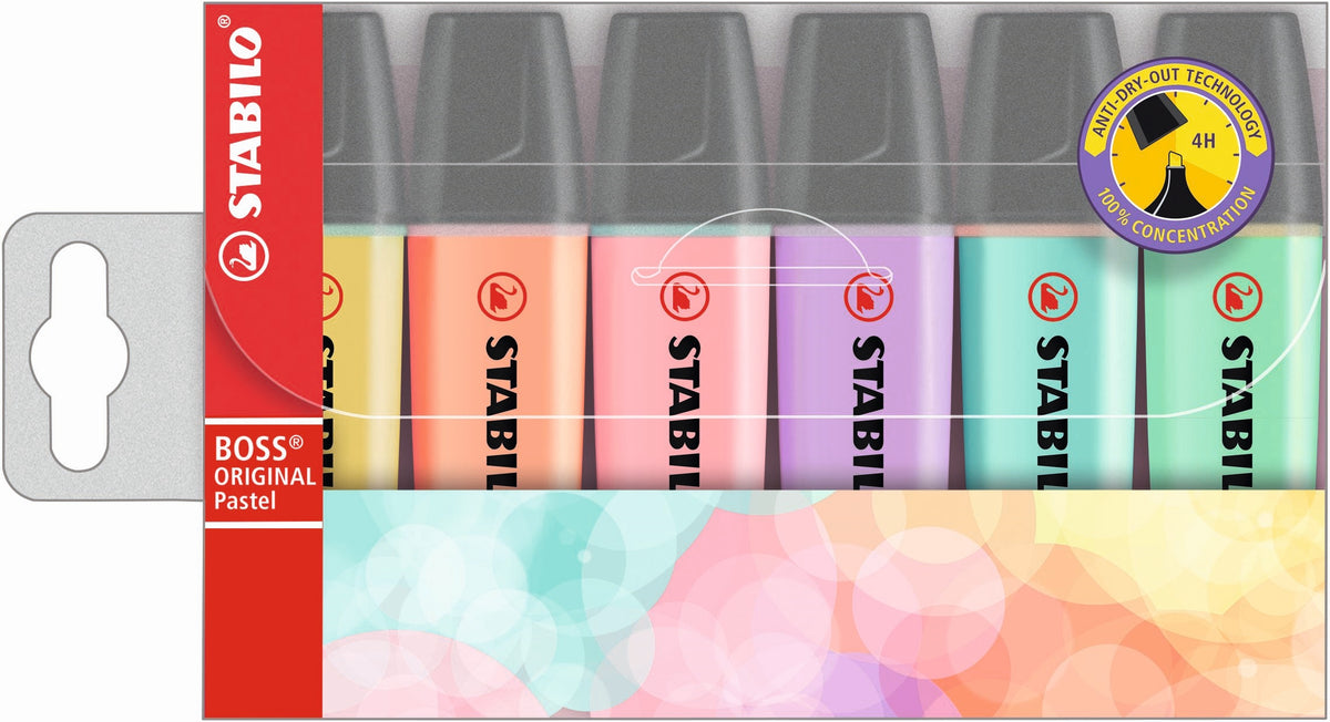 STABILO BOSS Original Highlighter Assorted Pastel Wallet 6's
