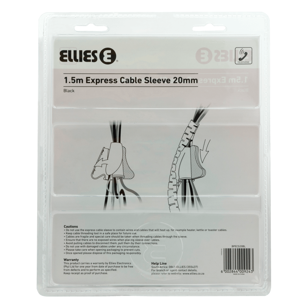 EXPRESS CABLE SLEEVE 1.5M X 20MM BLACK