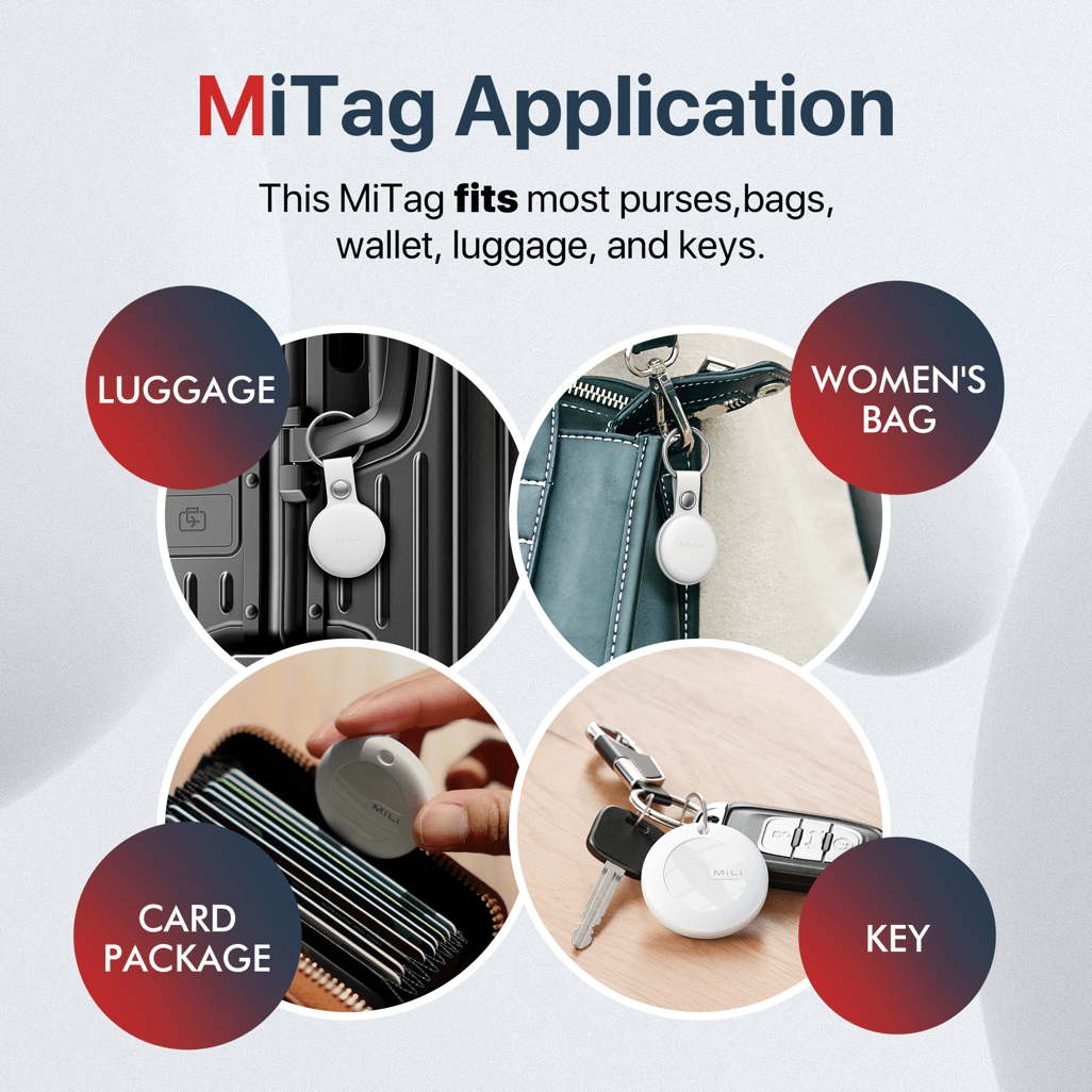 MiTag Apple Compatible Tag with Leather Keychain Accessory - 1 Pack
