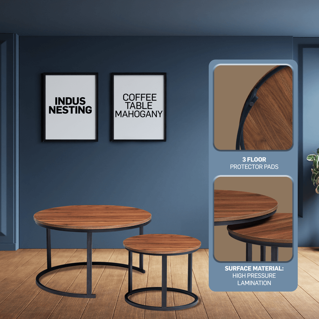 Everfurn Indus Nesting Coffee Table Mahogany 2-Piece