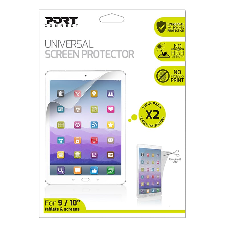 Port Connect Universal Screen Protector for 11″ Tablets Twin Pack – Clear