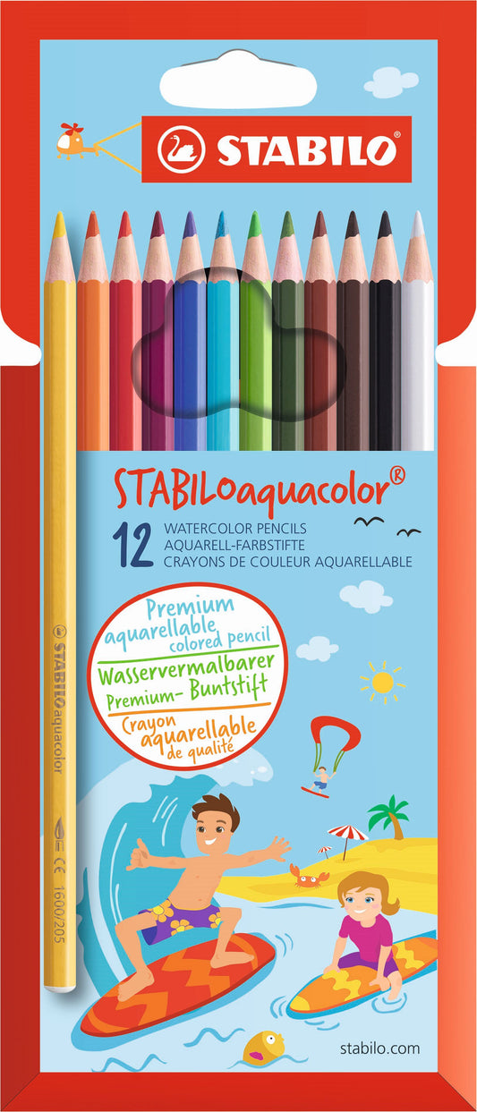 STABILO Aquacolor Aquarellable Colour Pencil Wallet 12's