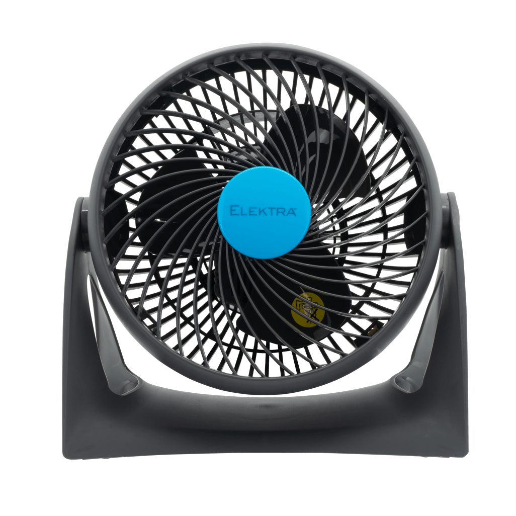 Elektra 2704 Turbo Color Air + One stylish portable fan with blue accents and a compact design for optimal airflow.