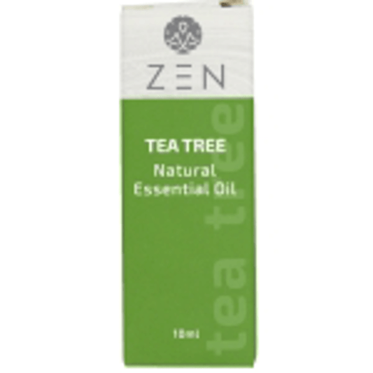 Zen Oil Tea Tree essential oil for relaxation and well-being, packaged in a green box for diffusers.