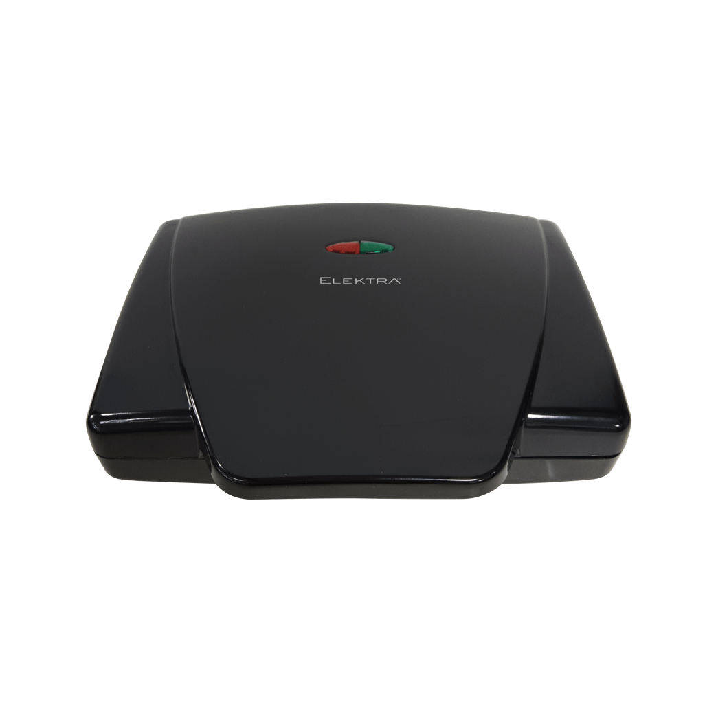 Elektra 2 Slice Grill appliance with a sleek black design and indicator lights for easy cooking.