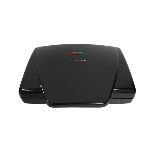 Elektra 2 Slice Grill appliance with a sleek black design and indicator lights for easy cooking.