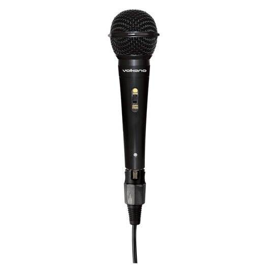 Volkano Ace series dynamic vocal microphone in black, perfect for professional sound quality and performance.